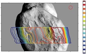 Carte de température de la surface (en iso-contours) mesurée par l'instrument (...)